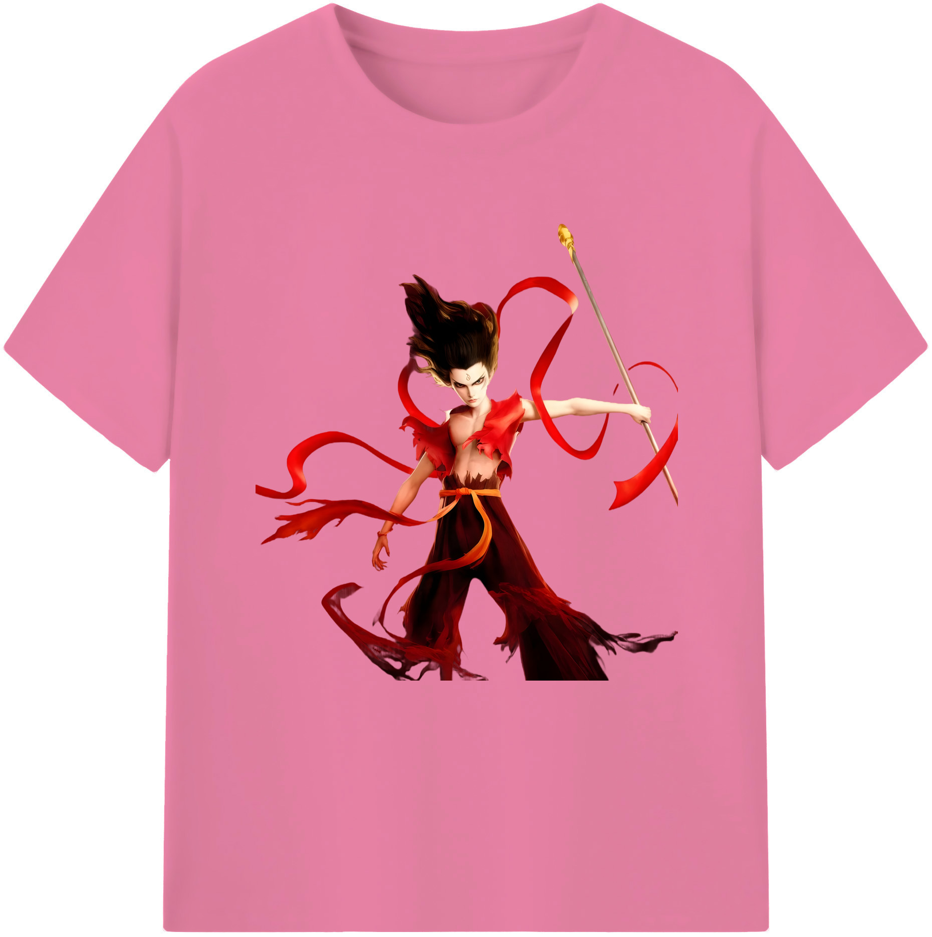（画像用） Ne Zha 2 ナタ 魔童の大暴れ 綿100％半袖Tシャツ（フロントプリント）
